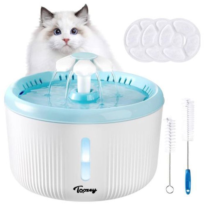 Pet Toozey Fontaine à Eau pour Chat, Distributeur d'eau pour Chat à Lumière LED avec Interrupteur
