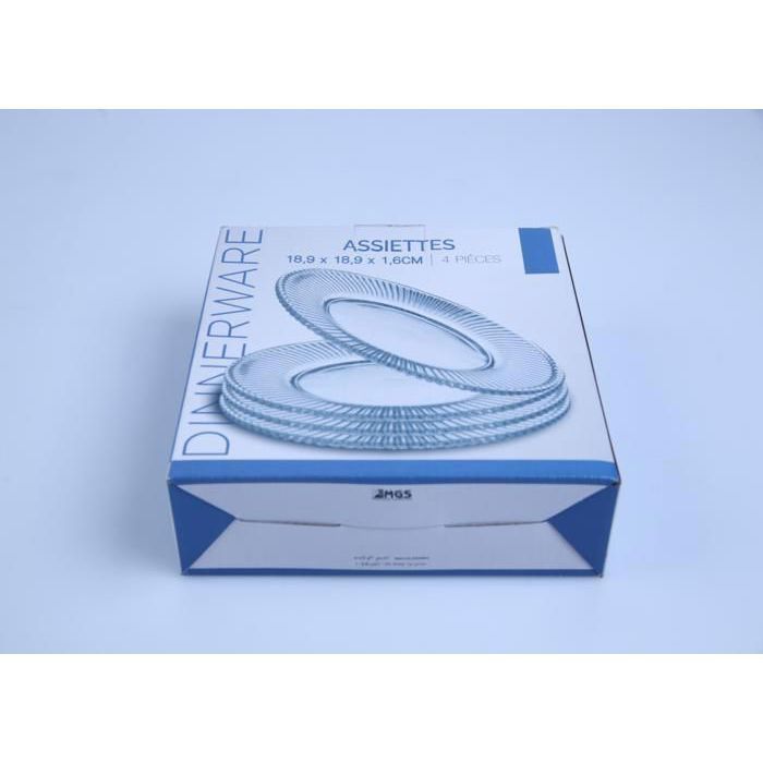 Set 4 Plats en Verre 18,9x18,9x1,6CM  LXP188-1
