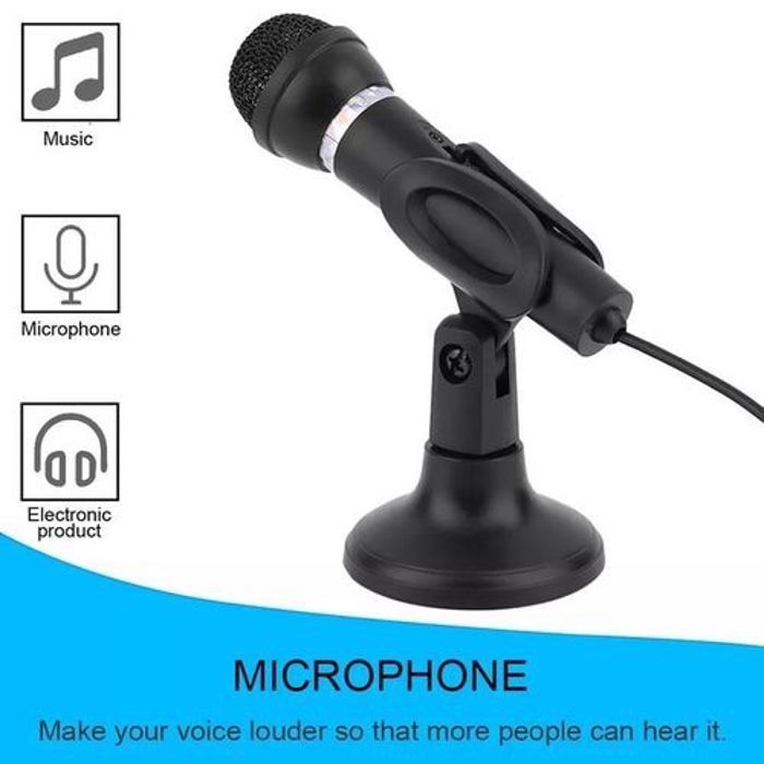 Mini Microphone de bureau - Haute qualité - Prise 3.5mm - Design deux en un - Anti-bruit - Angle réglable 180°