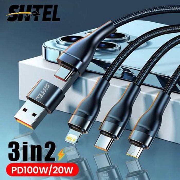 Shtel 3 en 2 USB câble de charge rapide 5.1A Micro-USB / Type-C / Lightning pour iphone et android