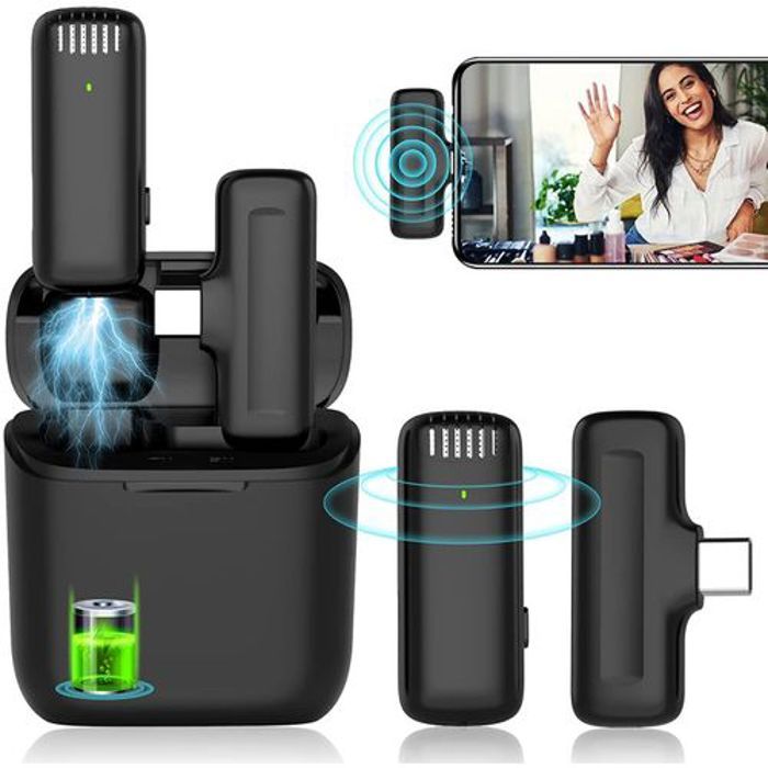 Microphone cravate sans fil - PX Pro - Lavalier - Réduction du bruit - Portée 20m - Type-C