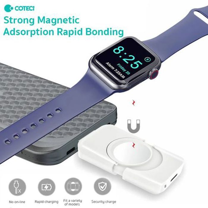 Station de recharge magnétique à double port  pour toutes les séries Apple Watch-blanc