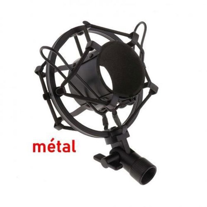Support Microphone Antichoc - Universel - Métal - Installation Facile - Flexible 8 Points - Noir