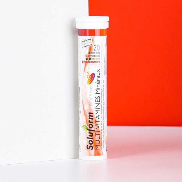Soluform Multivitamines Minéraux Goût Raisin / Orange 20 comprimés