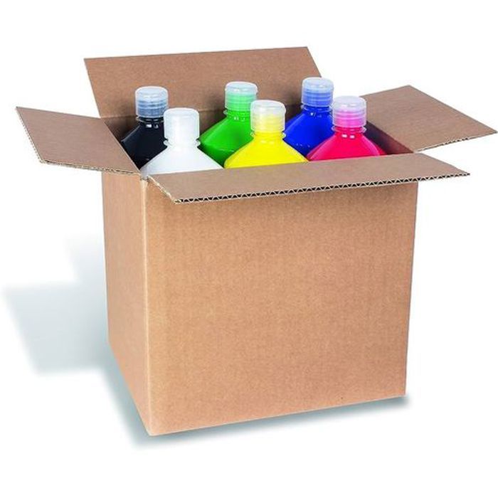 Set 6 Bouteilles gouache 1  litre liquide, couleurs assorties pack de 6