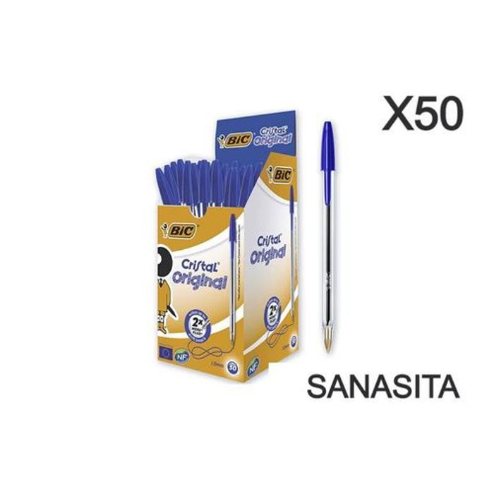BIC  BOITE DE  50 stylos à Bille CRISTALE - BLEU