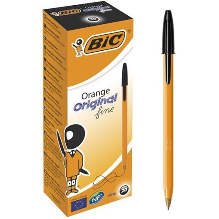 BIC   20 Stylos billes Cristal Original Pointe Fine 0,8 mm, Ecriture Précise,Noir