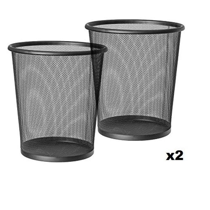 2 Poubelle métal -Noir- GM grand modèle