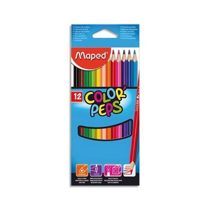 Maped Étui de 12 Crayons de couleurs Color'Peps