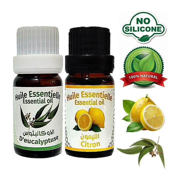 Huile essentielle de citron 100% Naturel -10ml + Huile essentielle eucalyptus 100% Naturel -10ml