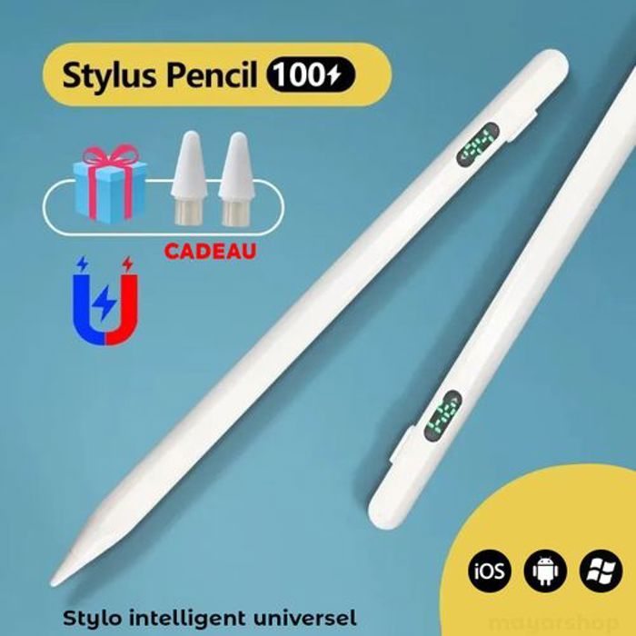 stylet magnétique pencil Rechargeable à Pression Active Compatible avec Android, Windows, iOS