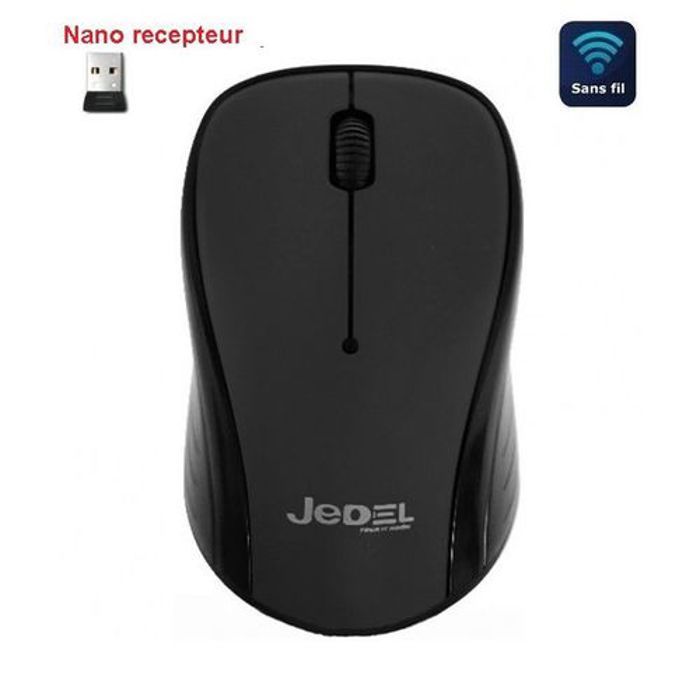 Souris Sans Fil - Jedel - W920 - Optique 2.4Ghz - Nano-Récepteur USB - 3 Boutons - Noir