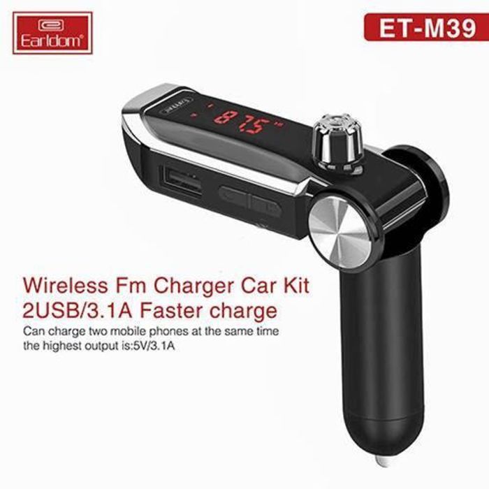Earldom Kit Chargeur de Voiture FM Modulateur Sans Fil, Chargeur Rapide 3.1A avec 2 USB et Carte SD U-disk