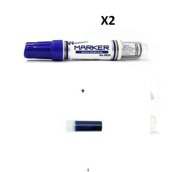 Deli 2 Feutres Marqueurs Tableau effaçables Bleu + 2 Recharges