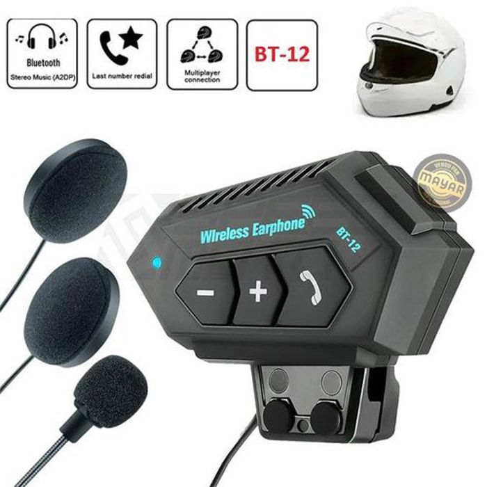 Kit Oreillette Bluetooth pour casque de moto BT-Bluetooth 5.0 Interphone étanche Appels Mains Libres et Musique Audio HD