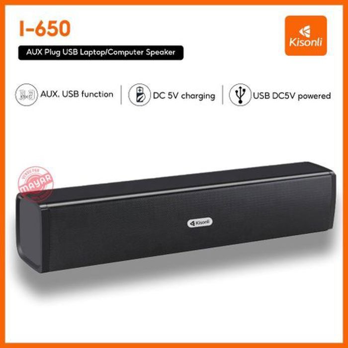 Kisonli Enceintes PC USB Son Stéréo 2.0 Entrée Aux 3,5 mm