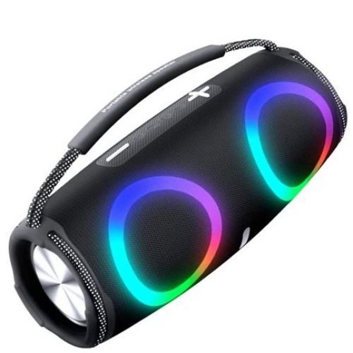Konfulon Haut-parleur Bluetooth 5.2 portable sans fil haute puissance, basses surround lumière ambiante