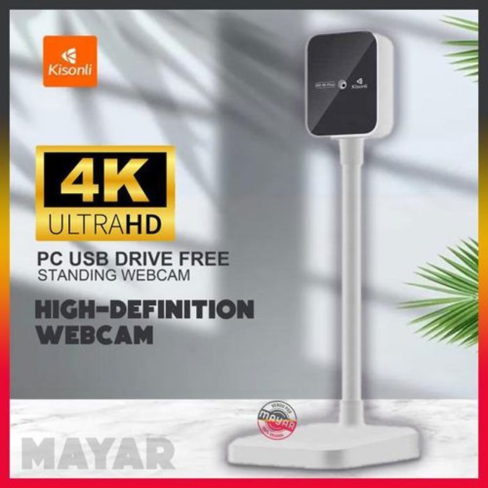 Kisonli Webcam 4K UHD (3840 x 2160 pixels) avec Microphone,