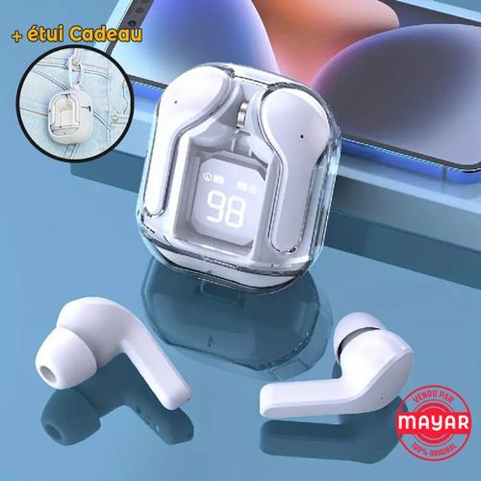 Joko Écouteurs sans fil Bluetooth, réduction du bruit ENC, son stéréo basses profondes, affichage LED