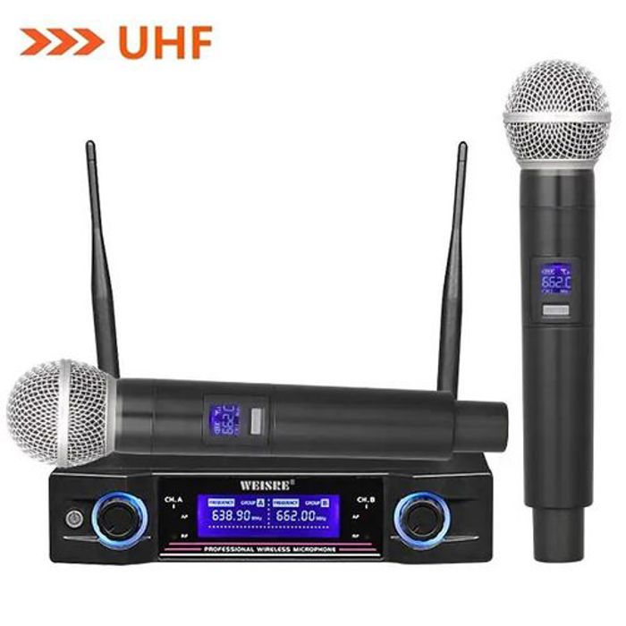 Microphone sans fil - LX-82 - UHF - 2 canaux - Portée 30-50m - Qualité audio supérieure