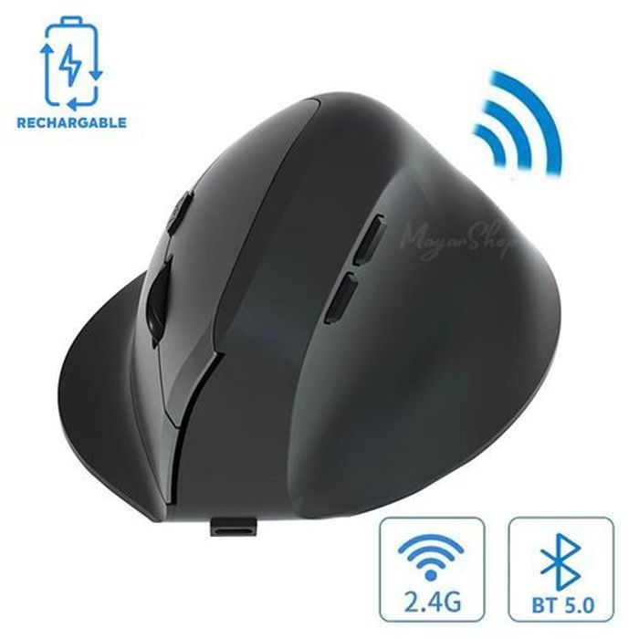 Souris verticale - Non spécifié - Triple connexion - Bluetooth 5.0 - 2.4 GHz - 6 boutons