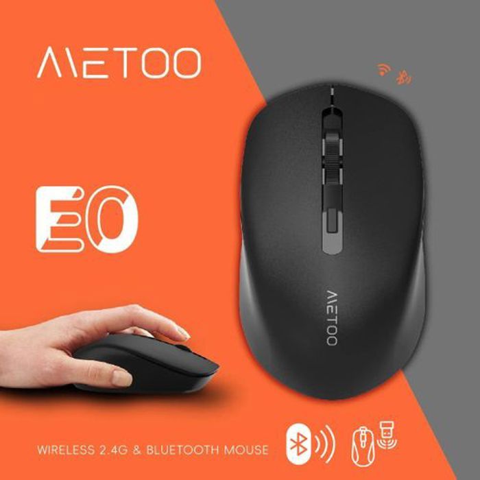 Souris sans fil - METOO - E0 - Bluetooth et 2.4GHz - Silencieuse - 1600 DPI réglable