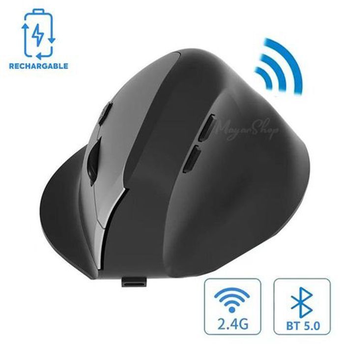 Souris verticale ergonomique bluetooth optique sans fil DPI réglable 5 boutons pour ordinateurs.