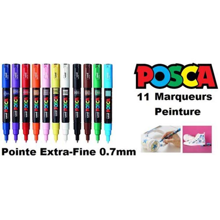 Posca 11 Marqueurs Dessin PC-1M conique Extra Fine: Couleurs Variés Pointe 0,7 mm