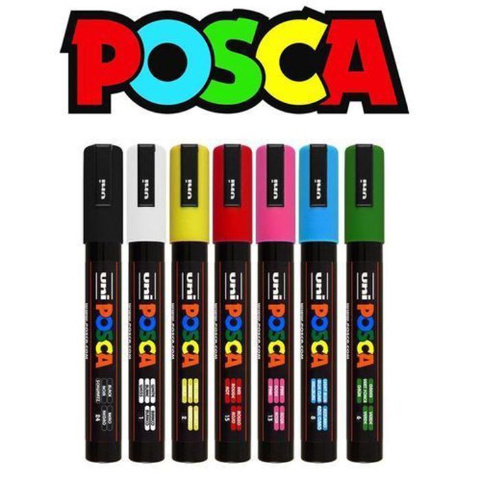 Posca Lot Economique 7 Marqueur PC-5M conique moyen:couleur populaire SB pointe 2,5 mm