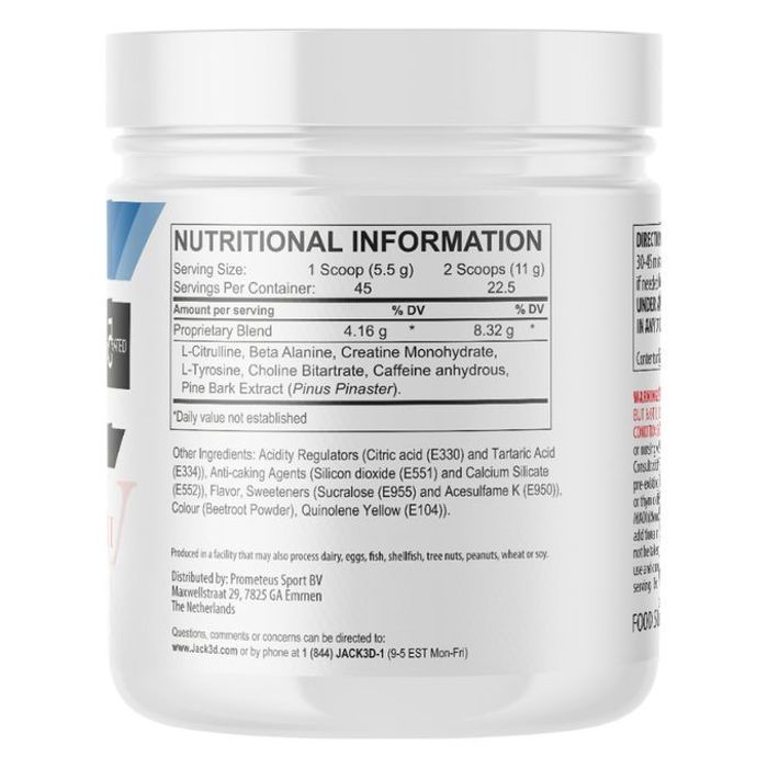 Jack3d 248 g Watermelon - Pre-Workout, Acides Aminés, BCAA, Creatine & Caféine