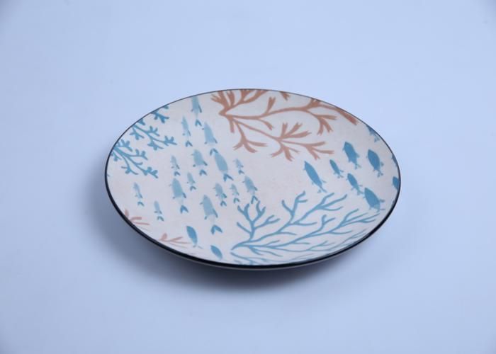 Assiette Creuse - GENERIC - VC Dessin Mer - Porcelaine - 19,2cm - Marine