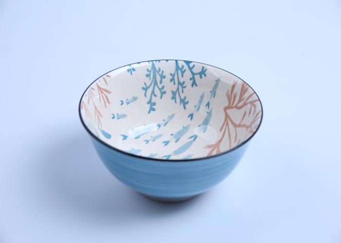 Bol en Porcelaine - GENERIC - 613 ml - Motifs Marins - Compatible Lave-Vaisselle - Rond