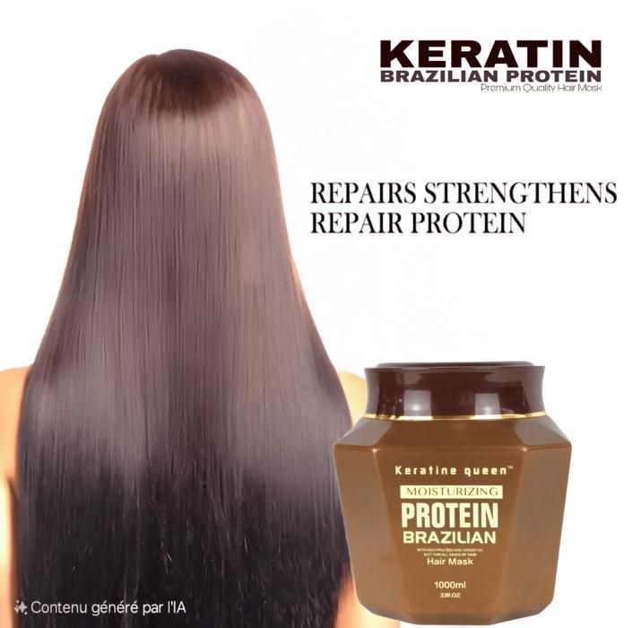 Masque capillaire - Brésilien - 1000 ml - Hydratant - Protéines - Argan Oil