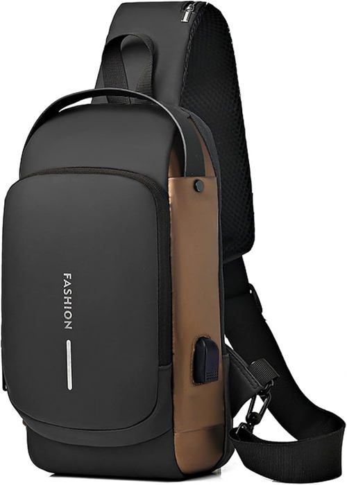 Sac pour hommes antivol USB sac à dos à bandoulière sac à dos de poitrine étanche