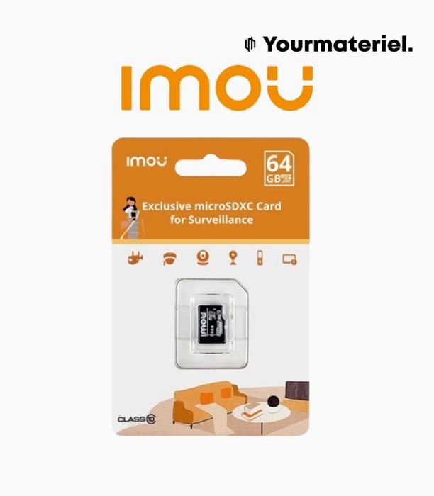 Carte Micro SD - IMOU - 64 Go - Vitesse de lecture 95 Mo/s - Classe 10 - Résistante aux chocs
