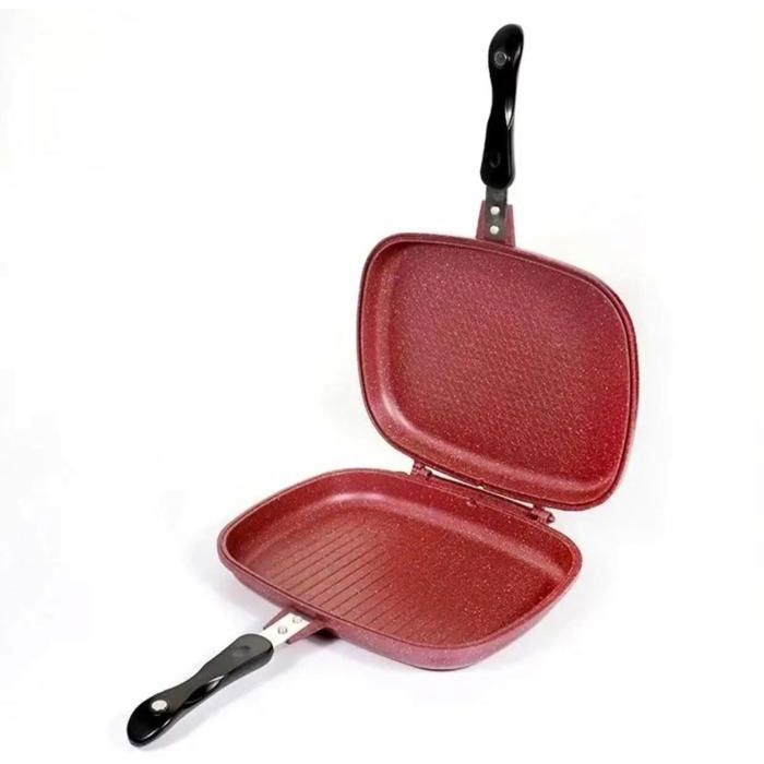 Poêle double - ITALY HOME - Fry - 36 cm - Rouge - Antiadhésive - Cuisson rapide