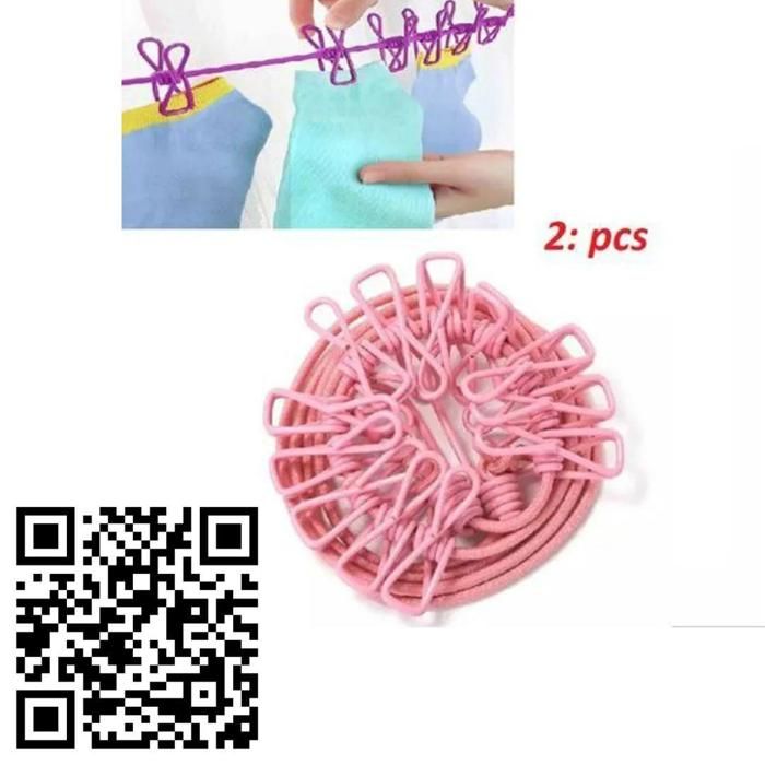 Corde de séchage polyvalente – Lot de 2 cordes et 12 pinces incluses