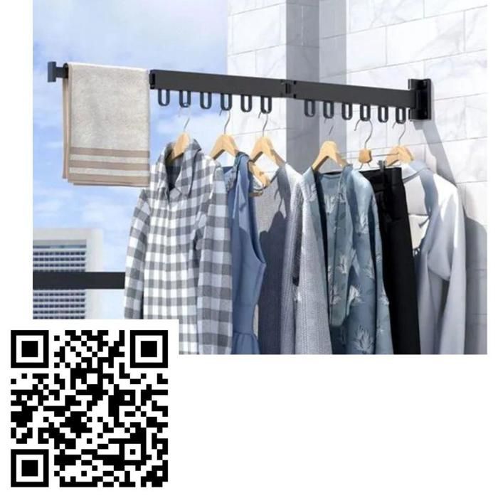 Séchoir à linge mural noir – Cintre multifonction pour vêtements et linge