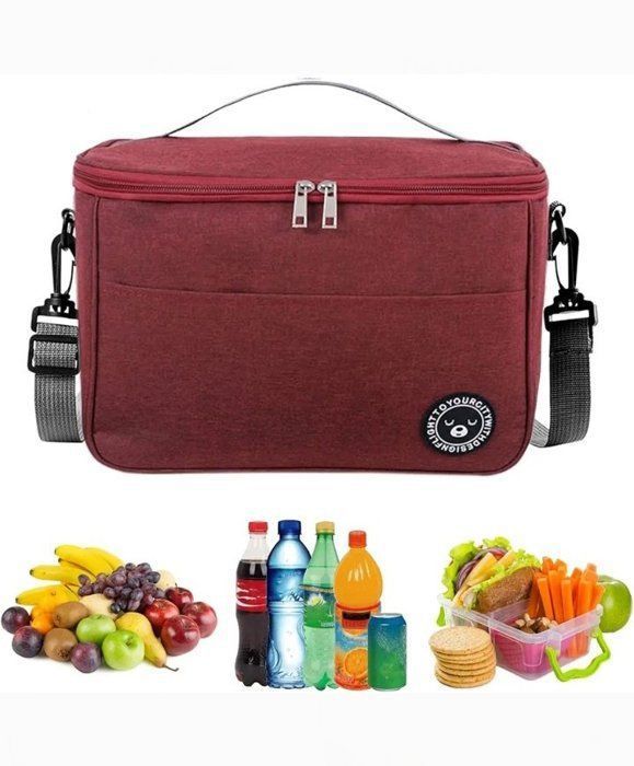 Sac à déjeuner portable - Non spécifié - Étanche - Isotherme - Sangle de transport intégrée - Rouge