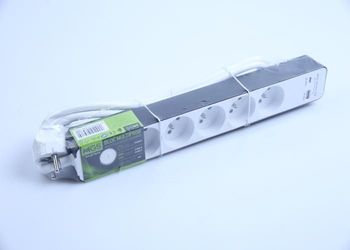Bloc multiprise - MGS - 5 Prises + 2 Ports USB - Câble 3m - Intérieur - Prêt à poser