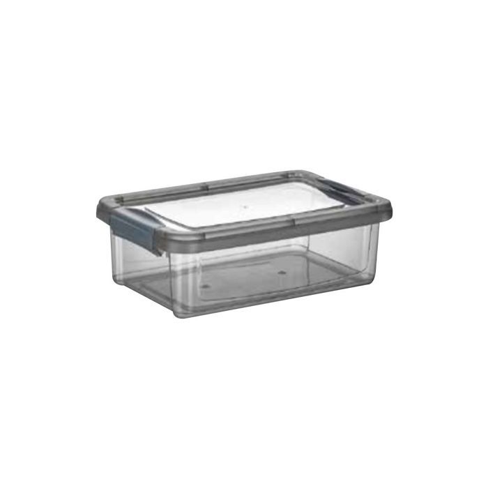 Boite Click Fresh Alimentaire sans BPA Empilable avec Clips Lot de 4 boites capacité 0.8 Litres GRIS
