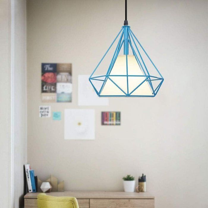 suspension luminaire diamant bleu -E27-