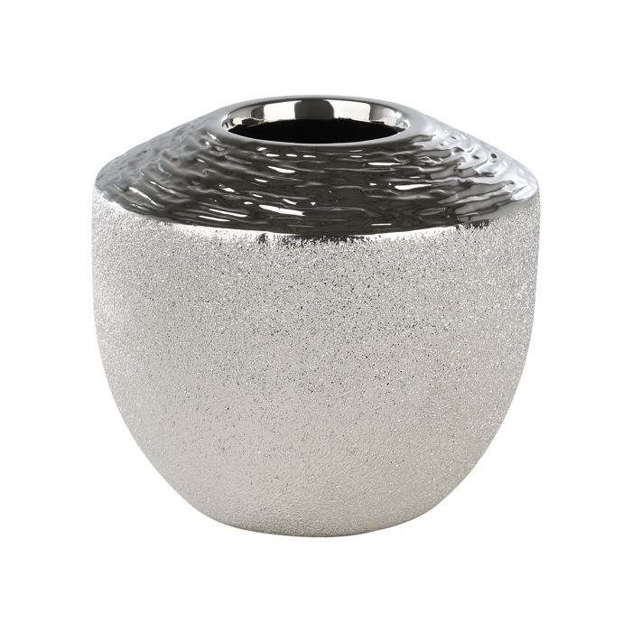 Vase argenté - ARAMBERRI - Diamètre 19 cm - Hauteur 17 cm - Élégance - Chic