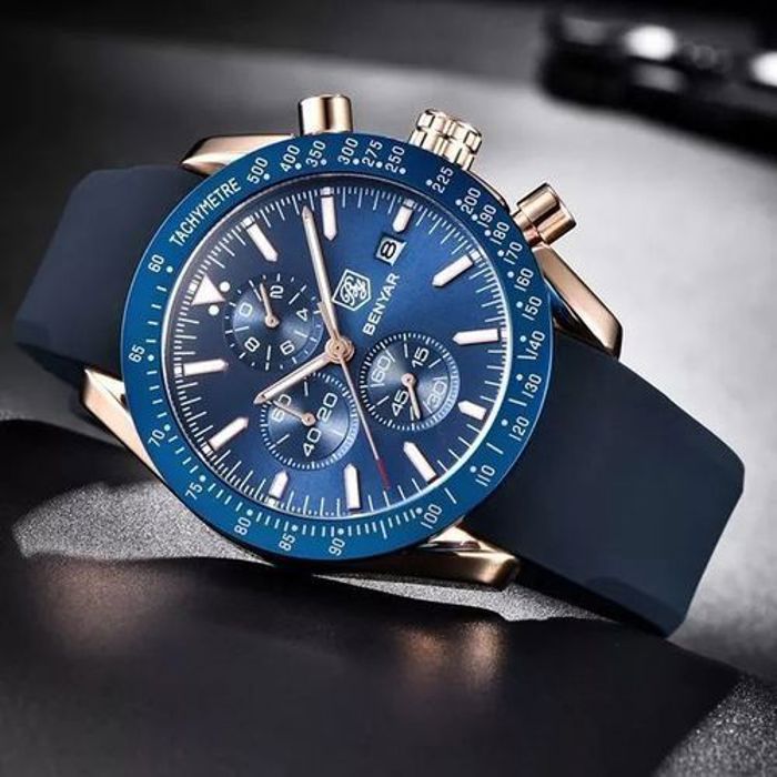 Benyar Montre de marque de luxe pour hommes, montre-bracelet étanche en cuir