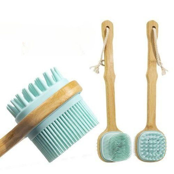 Brosse de bain exfoliante - Non spécifié - Silicone - Manche ergonomique - Bleu clair - Massage doux