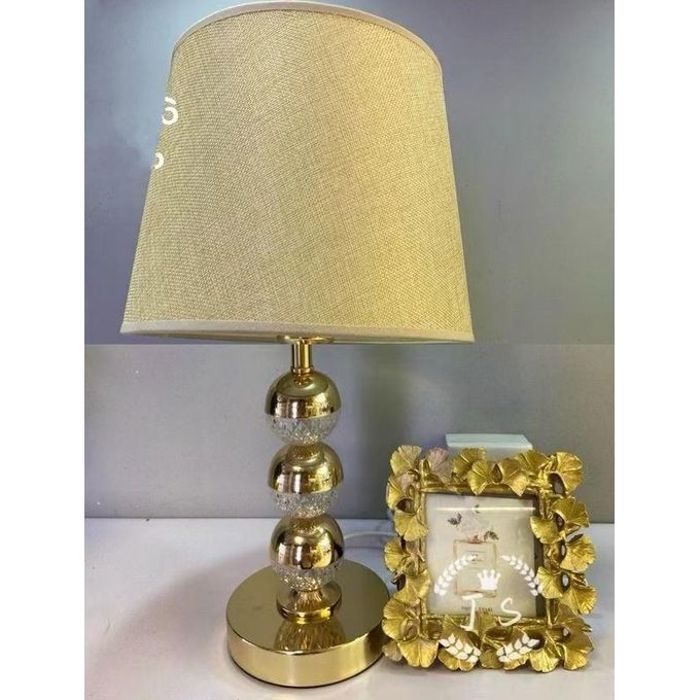 Abat-jour Tissu, Design, Élégant, Lampe de Table Doré & Beige