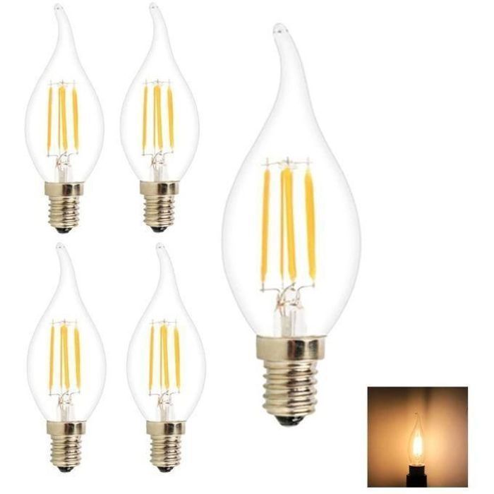 Vintage 5X E14 Ampoule à Filaments LED 4W Lumiére Jaune