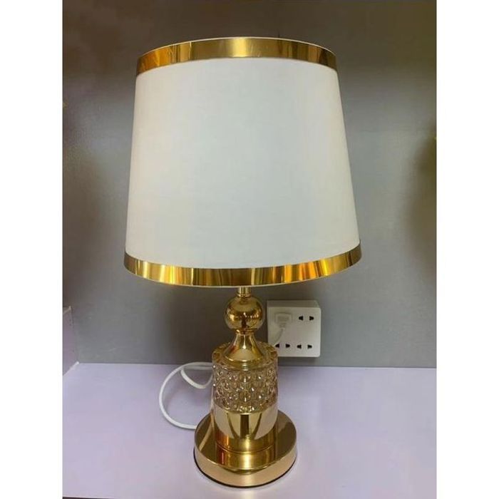 Abat-jour Tissu, Classique, Élégant, Lampe de Table Doré & Blanc