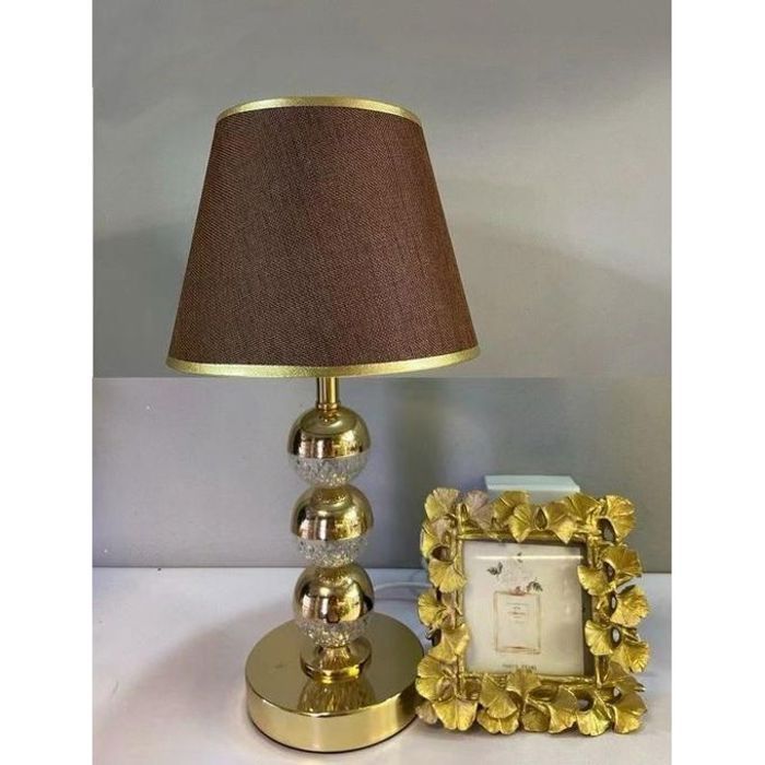 Abat-jour Tissu, Design, Élégant, Lampe de Table Doré & Marron