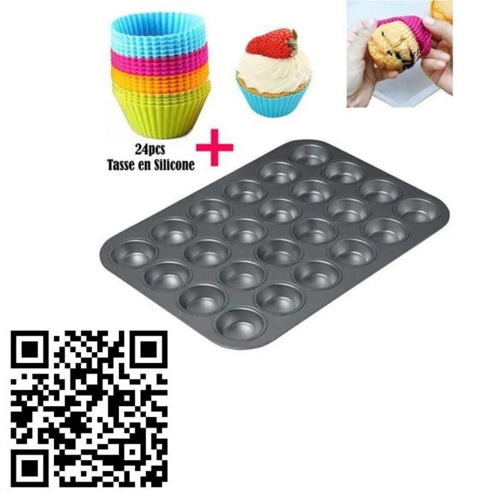 Moule à mini cupcakes 24 pièces avec fond en silicone outil pratique pour gâteaux